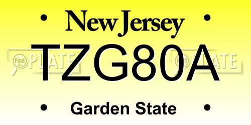 TZG80A New Jersey License Plate