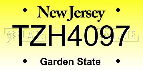 TZH4097 New Jersey License Plate