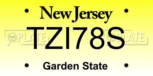 TZI78S New Jersey License Plate