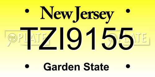 TZI9155 New Jersey License Plate