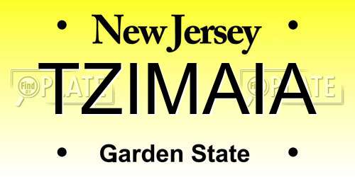 TZIMAIA New Jersey License Plate
