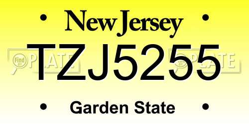 TZJ5255 New Jersey License Plate