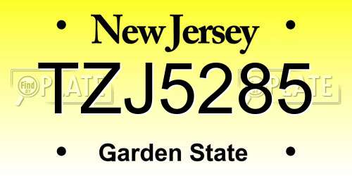TZJ5285 New Jersey License Plate