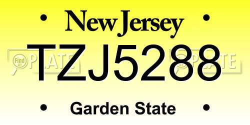TZJ5288 New Jersey License Plate