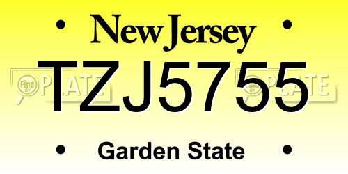 TZJ5755 New Jersey License Plate
