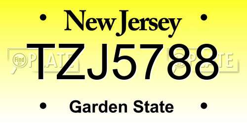 TZJ5788 New Jersey License Plate