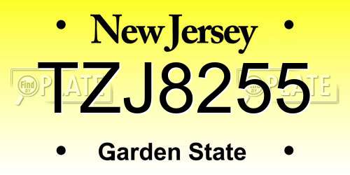TZJ8255 New Jersey License Plate