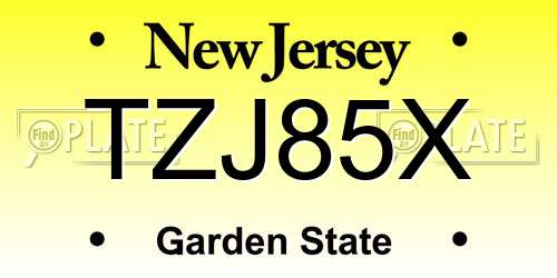 TZJ85X New Jersey License Plate