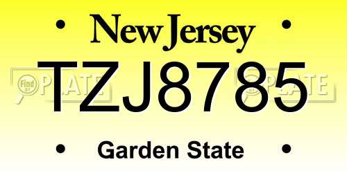 TZJ8785 New Jersey License Plate