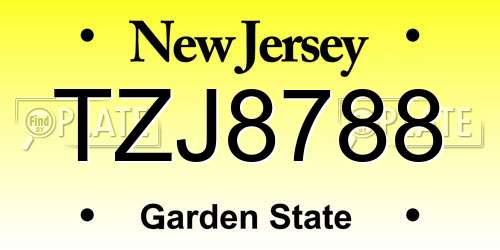 TZJ8788 New Jersey License Plate