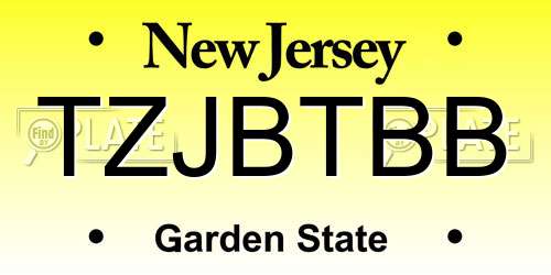 TZJBTBB New Jersey License Plate