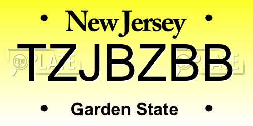 TZJBZBB New Jersey License Plate