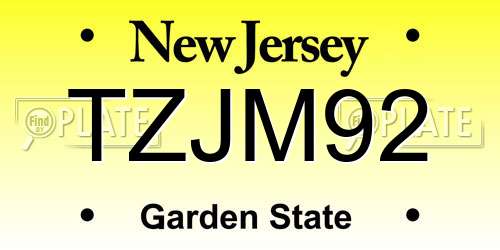 TZJM92 New Jersey License Plate