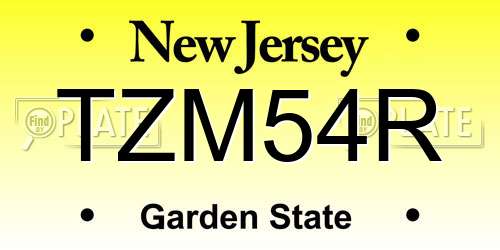 TZM54R New Jersey License Plate