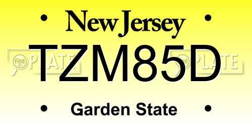 TZM85D New Jersey License Plate