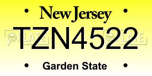 TZN4522 New Jersey License Plate