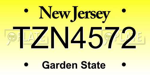 TZN4572 New Jersey License Plate