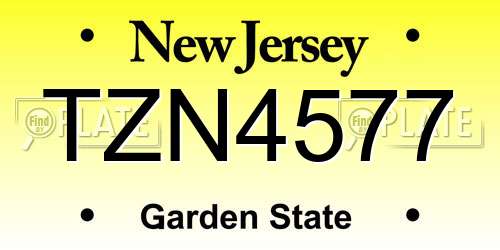 TZN4577 New Jersey License Plate
