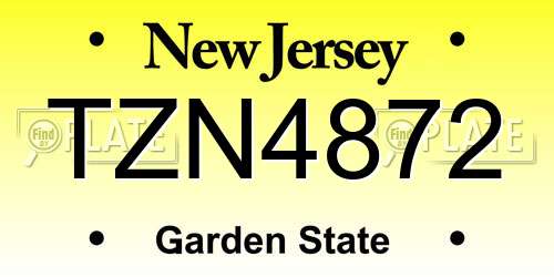 TZN4872 New Jersey License Plate
