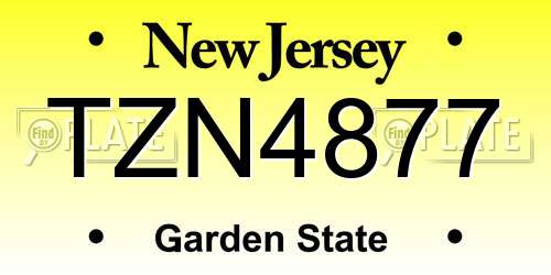TZN4877 New Jersey License Plate