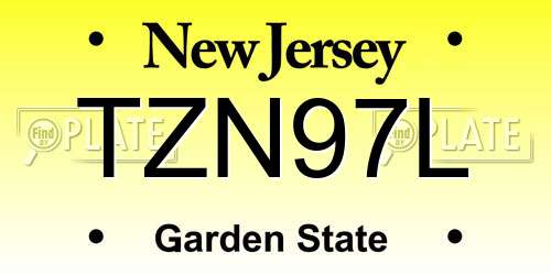 TZN97L New Jersey License Plate