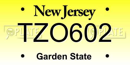 TZO602 New Jersey License Plate