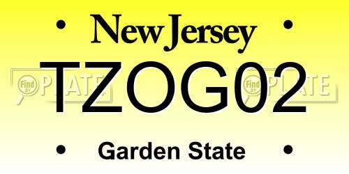 TZOG02 New Jersey License Plate