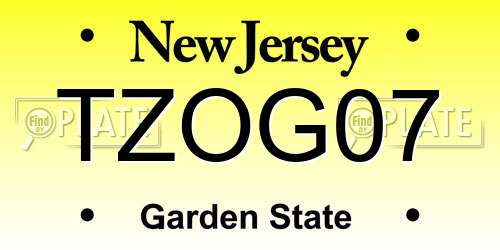 TZOG07 New Jersey License Plate