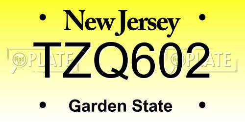 TZQ602 New Jersey License Plate
