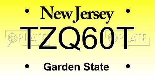 TZQ60T New Jersey License Plate