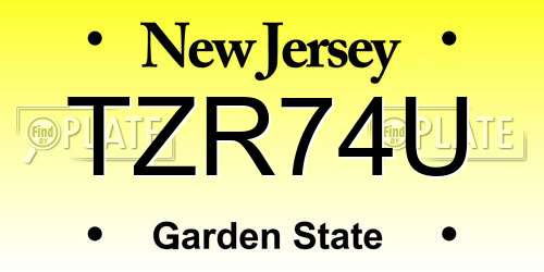 TZR74U New Jersey License Plate