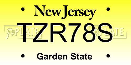 TZR78S New Jersey License Plate