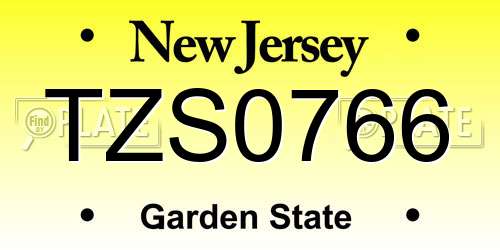 TZS0766 New Jersey License Plate