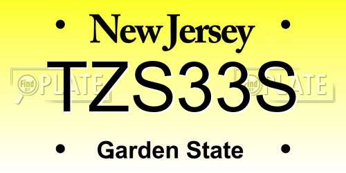 TZS33S New Jersey License Plate