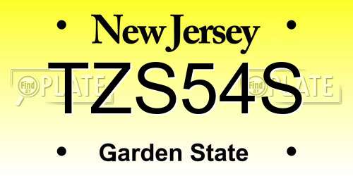 TZS54S New Jersey License Plate