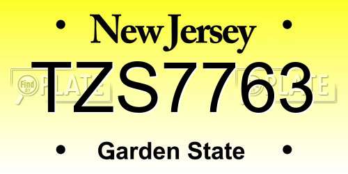 TZS7763 New Jersey License Plate