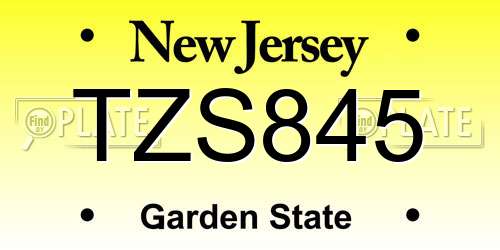 TZS845 New Jersey License Plate