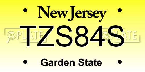 TZS84S New Jersey License Plate