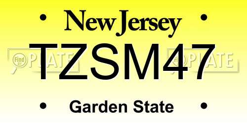 TZSM47 New Jersey License Plate