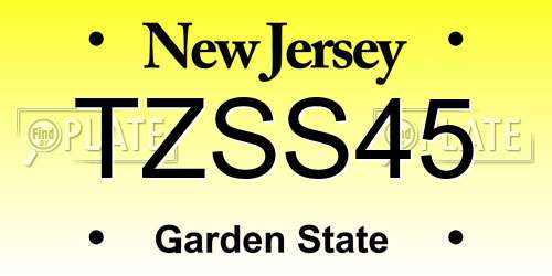 TZSS45 New Jersey License Plate