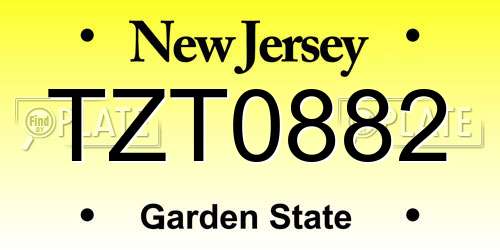 TZT0882 New Jersey License Plate