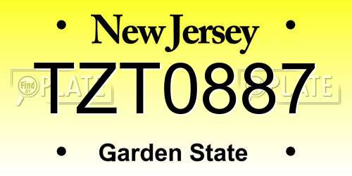 TZT0887 New Jersey License Plate