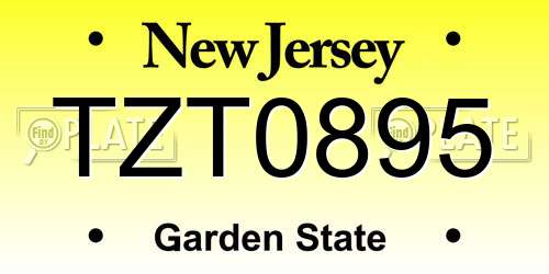 TZT0895 New Jersey License Plate