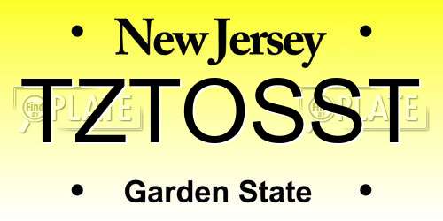TZTOSST New Jersey License Plate