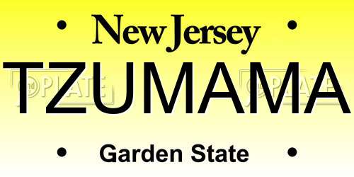 TZUMAMA New Jersey License Plate