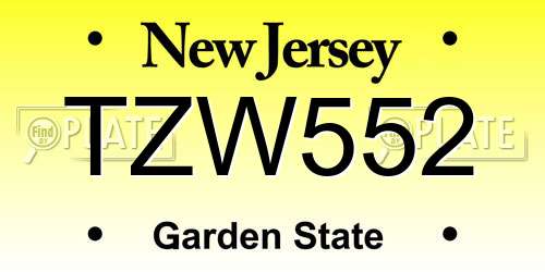 TZW552 New Jersey License Plate