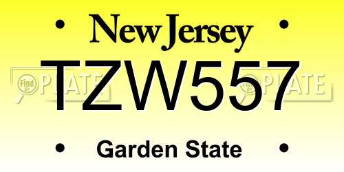 TZW557 New Jersey License Plate