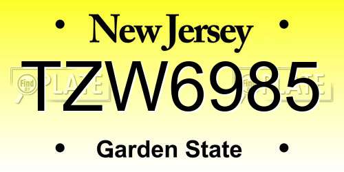TZW6985 New Jersey License Plate