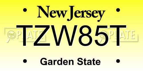 TZW85T New Jersey License Plate