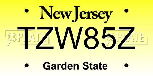 TZW85Z New Jersey License Plate